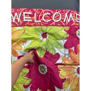 Evergreen Enterprises Floral‎ Welcome Garden Flag Large Pink Green Orange 28x40
